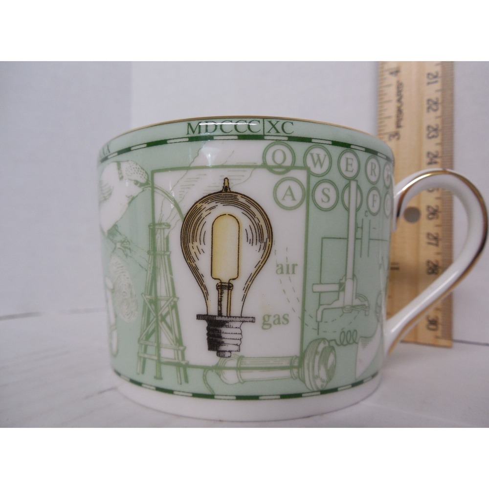 Wedgwood Millennium tea cup MDCCL-MDCCCXC Telephone/Lightbulb/Phonogr 8oz 1998